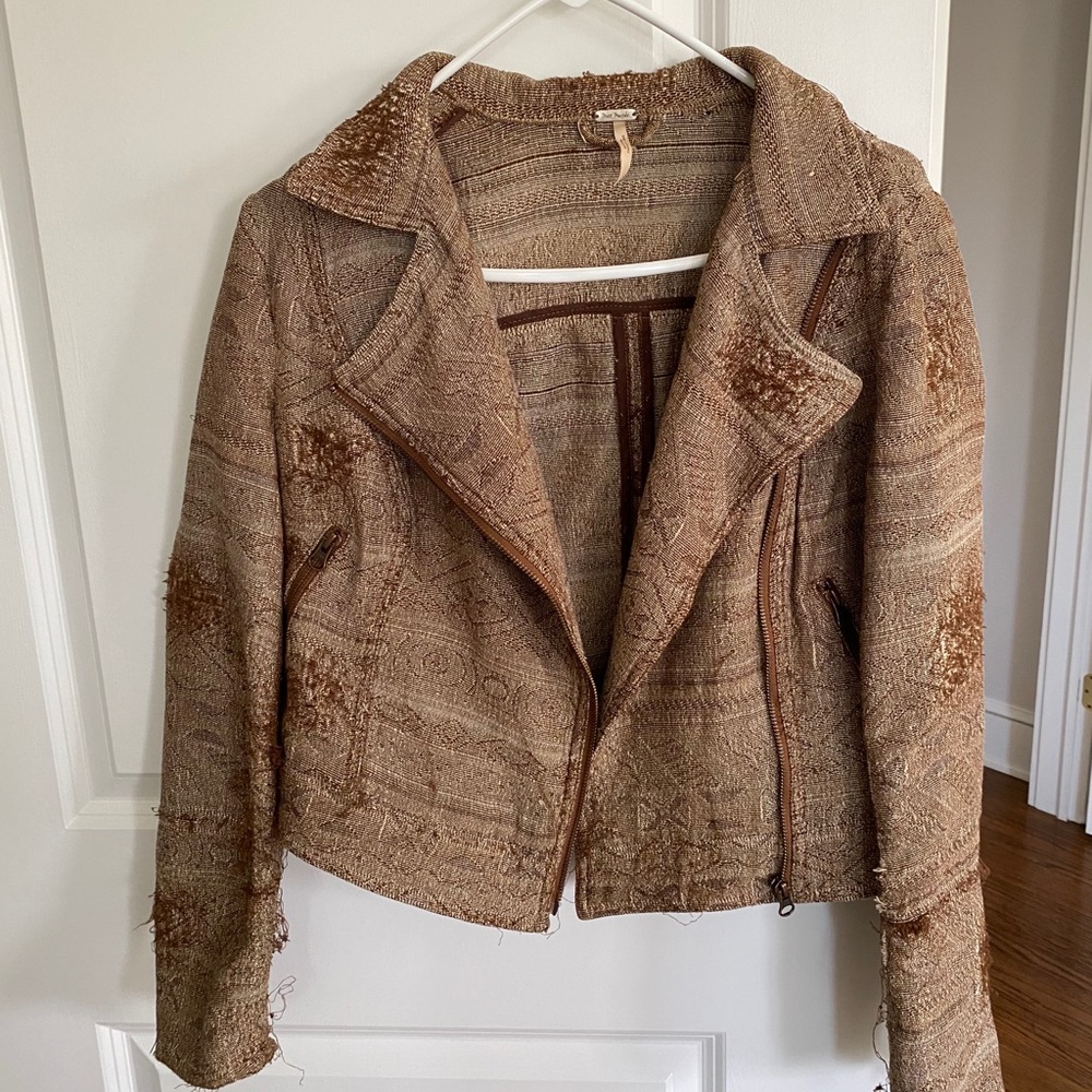 Free People cropped vintage inspired moto jacket